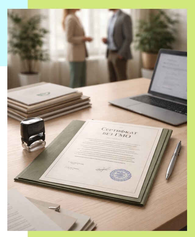 Сертификат без ГМО в Стрежевом от 7646 р. оформить срочно Алешин-Стж